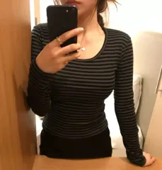 スリム ストライプ 長袖 Tシャツ