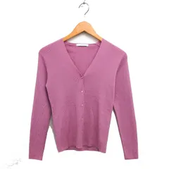 アナイ ANAYI リブ カーディガン ニット ウール ハイゲージ Vネック 長袖 38 ピンク /NT33