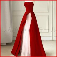 25年新作 新品未使用 シンプルオシャレなバイカラー ベアイブニングドレス