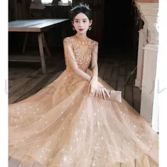 【新品・未使用】ロングドレス シャンパンゴールド＆ホワイト Aライン フォーマル 無地 レディース フランス風 成人式 発表会