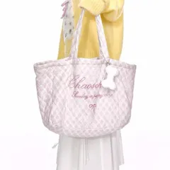 大人気の秋冬新作! ダイヤモンド柄 ピンク色 大容量ショルダーバッグ/トートバッグ