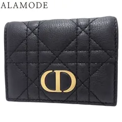 Christian Dior(クリスチャン・ディオール) カナージュ 三つ折り ウォレット コンパクトウォレット 3つ折り ミニ財布 CDロゴ 小物 カーフ ブラック黒 ゴールド金具 レディース 40802163506【中古】【アラモード】
