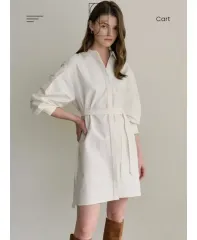 シエSIE オッド シャツワンピース 白/ウエスト紐o