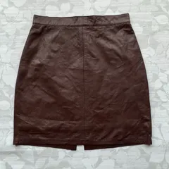 レザースカート タイトスカート 膝上丈 ブラウン M〜L相当 ヴィンテージライク