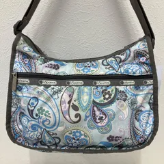 7251　LeSportsac　レスポートサック　 ショルダーバッグ　斜めがけ　紐調節可能　 クラシックホーボー　総柄　ペイズリー柄　寒色系　 ナイロン　軽量　レディース