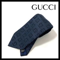 極上】GUCCI ネクタイ シルク100% ネイビー 総柄 - メルカリ