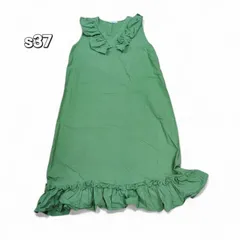 オリーブグリーン フリル裾 胸元フリル 可愛い ノースリーブワンピース ロングワンピース