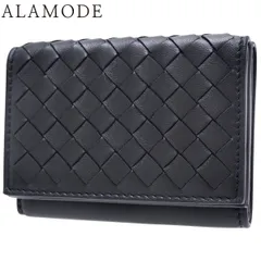 BOTTEGA VENETA(ボッテガ・ヴェネタ) イントレチャート 三つ折り財布 コンパクトウォレット 3つ折り 小物 カーフ ブラック黒 グレー ガンメタル金具 515385 V00B2 8885 ユニセックス 40802161001【中古】【アラモード】