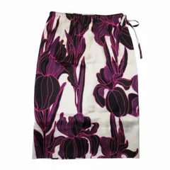 【中古】美品 20aw ドリスヴァンノッテン DRIES VAN NOTEN 大花柄 シルクサテン ミモレスカート セミタイトシルエット 美品 20aw ドリスヴァンノッテン DRIES VAN NOTEN 大花柄 シルクサテン