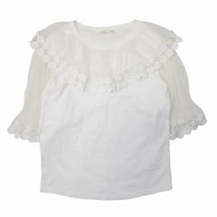 【中古】美品 18ss クロエ CHLOE ドットレース シルクシフォン ピエロカラー Tシャツ ハーフスリーブ ブラウス 美品 18ss クロエ CHLOE ドットレース シルクシフォン ピエロカラー T