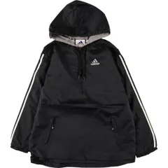 古着 90~00年代 アディダス adidas ハーフジップ フード付き バックロゴ ナイロンプルオーバー メンズXL相当/eaa597802