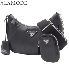 PRADA(プラダ) Re-Edition 2005 レザーバッグ ショルダーバッグ 肩掛け 三角ロゴプレート リエディション パテッドナッパーレザー ブラック黒 シルバー金具 1BH204 2DYI F0002  40802156646【中古】【アラモード】