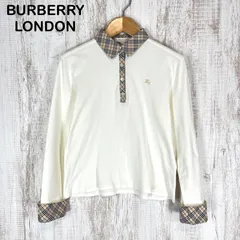 BURBERRY LONDON バーバリーロンドン ホースロゴ刺繍 ノバチェック 長袖 ポロシャツ オフホワイト