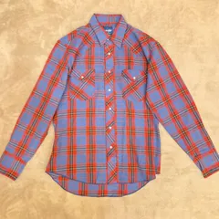 【Wrangler／ラングラー】ウエスタンシャツ M 赤×青 チェック柄 スナップボタン 長袖 メンズ 古着 アメカジ