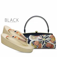 和装 草履バッグセット 岩佐ブランド 古典 帯地 ブラック フリーサイズ i91