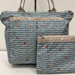 7296　LeSportsac レスポートサック　ハンドバッグ　トートバッグ　水色　ライトブルー　花柄　ポーチ付き　レディース　軽量　カジュアル　シンプル
