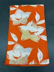 赤地に白と金色の紅葉柄の袋帯