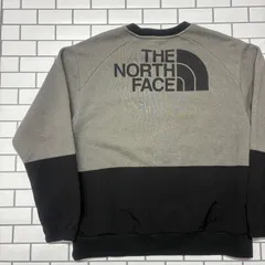 【人気デザイン】THE NORTH FACE スウェット トレーナー M グレー 黒 バイカラー 切り替え バックロゴ ノースフェイス メキシコ製 クルーネック メンズ レディース 古着 アウトドア ストリート【3079ST】