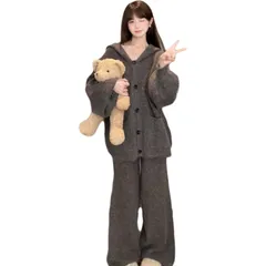 カーディガン セーター レディース 2点セット パーカー+ズボン ニット ゆったり 前開き 暖かい 秋冬 柔らか カジュアル もこも