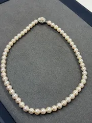 D【ヴィンテージ】パール ネックレス 真珠 本真珠 おしゃれ 冠婚葬祭 シルバー silver