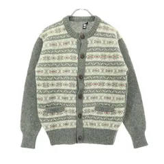 WAY-OUT ウェイアウト 日本製 ノルディック柄 長袖 ニットカーディガン M グレー メンズ 古着