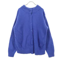 niko and... ニコアンド ウール混 ツートンカラー 長袖 ハイネック ニットカーディガン M ブルー レディース 古着