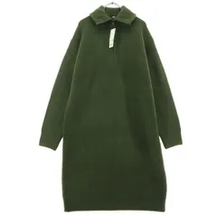 未使用 UNIQLO ユニクロ 長袖 ハイトップ ニット ワンピース L グリーン ハーフジップ レディース 古着