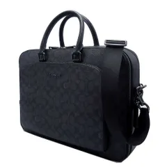 【新品】コーチ CV916 QBMI5 (チャコール×ブラック) バッグ ハンドバッグ COACH ETHAN シグネチャー キャンバス ブリーフケース ビジネスバッグ 2WAY 斜め掛け アウトレット メンズ