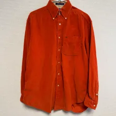 134 トミーヒルフィガー メンズ コーデュロイ シャツ オレンジ S