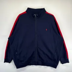 古着 ポロ・ラルフローレン POLO RALPH LAUREN スウェット 大きいサイズ トラックジャケット トレーナー フルジップ ワンポイントロゴ 4XB  ネイビー メンズ