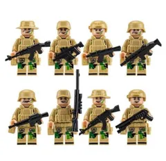 レゴ 互換 サンド部隊 ミニフィグ 8体セット 軍隊 兵隊 ミニタリー 武器付き