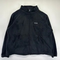 古着 コロンビア Columbia フリースジャケット 大きいサイズ フルジップ ワンポイントロゴ アウトドア 3XL  ブラック メンズ