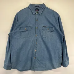 古着 ディッキーズ Dickies 長袖シャツ 大きいサイズ デニムシャツ ワーク ワンポイントロゴ インディゴ 2XL  ブルー系 メンズ