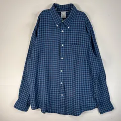 古着 ブルックスブラザーズ Brooks Brothers 長袖シャツ リネン ボタンダウン 大きいサイズ XL  ブルー系 チェック メンズ