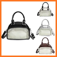 【新品】 [ModaFusion] 痛バッグ ミニボストン 小さめ 痛バ ショルダー 痛バック ミニ 推し活バッグ ぬいぐるみ ぬいポーチ 可愛い 2WAY トート トートバッグ ショルダーバッグ ブラック ホワイト シルバー (ブラック) 1