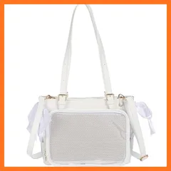 【新品】 [ハルジオ] 痛バッグ 痛バ 痛バック 推し活バッグ いたバック ブラック ホワイト シルバー ブルー レッド 黒 白 銀色 青 水色 赤 可愛い おしゃれ リボン 大容量 人気 いたばっぐ いたばっく いたば (白色) 1