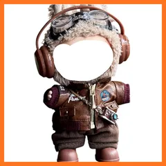 【新品】 AXLUCE ラブブ 服 レザージャケット ズボン 靴 ヘッドフォン ゴーグル (ブラウン　茶色) 1