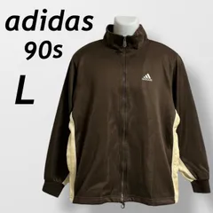 adidas アディダス 90’s メンズ トラックジャケット L ジップジャケット 刺繍ロゴ スポーツ ブラウン系 (L021)★