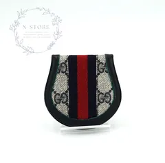 GUCCI オールドグッチ GGスプリーム シェリーライン 馬蹄型 二つ折りコインケース ネイビー