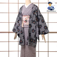 羽織 総絞り 正絹 紅葉柄 白黒 オレンジ 羽織紐付き 手縫い 着物 kimonolove【未使用品 新古品 一点物 オゾン消臭サービス】A-2617