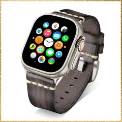 ☆彡送料無料でお届け☆彡Color:グレー-チタンカラーバックル_Size:44mm/45mm/46mm/49mm/42mm (Series 3 2 1) コンパチブル Apple Watch Ultra 49mm 本革腕時計バンド Apple Watch U