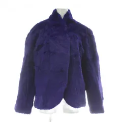 ノーブランド ファーコート アウター 毛皮 シェアードミンク ショート丈 裏地総柄 肩パッド 紫 パープル /XZ ■GY18