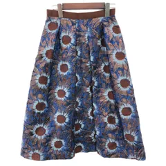 ANAYI アナイ フラワージャガードタック スカート サイズ:36  102427-11-220/24AW   ブラウン/ブルー レディース / 240001176878