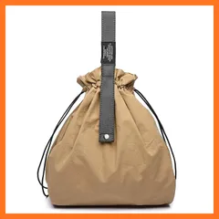 【新品】 【グッシオ】巾着型 エコバッグ コンパクト収納 コンビニサイズ 綿麻素材 手提げ×肩掛け 2WAY仕様 折りたたみ 携帯便利 おしゃれ125012（ベージュ） 1