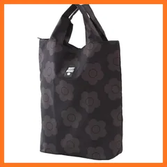 【新品】 【MARY QUANT】マリークヮント エコバッグ/マイバッグ (ブラック) 洗濯可 花柄 デイジー 婦人 マリークワント/マリクワ 192100-0001-02 0