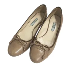 PRADA プラダ  パンプス レザー リボン  ブラウン系 37 1/2 レディース [240101518207]