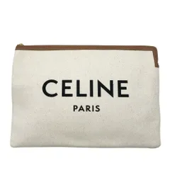 CELINE セリーヌ  キャンバス クラッチバッグ ラージポーチ  ホワイト系  [240101525634]