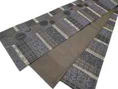 平和屋着物▽スリーシーズン　春夏秋　両面　全通柄袋帯　雪輪花唐草文　銀糸　正絹　逸品　CABB0648hy