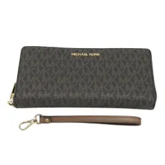 MICHAEL KORS マイケル コース  ラウンドジップ 長財布 MKシグネチャー ブラウン系  [240101532344]
