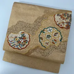 名古屋帯 唐織 金彩 素敵な織り出し 九寸 正絹 着物 MA-2416